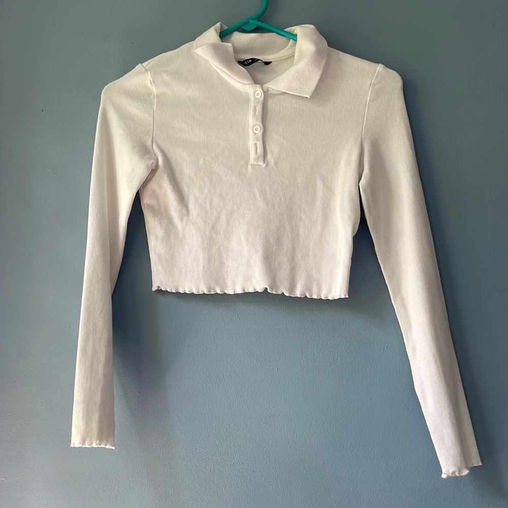 Tight Fit Collared Button up Crop Top